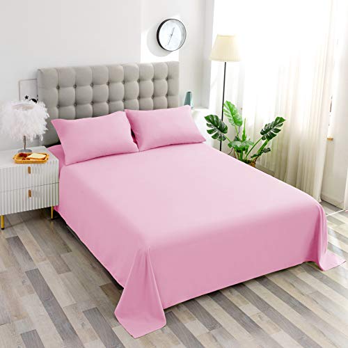 Sfoothome Mattress Sheet Twin Size with Deep Pockets - Soft and Comfortable Microfiber - Fade Wrinkle Resistant, Pink Fitted Sheets Sfoothome