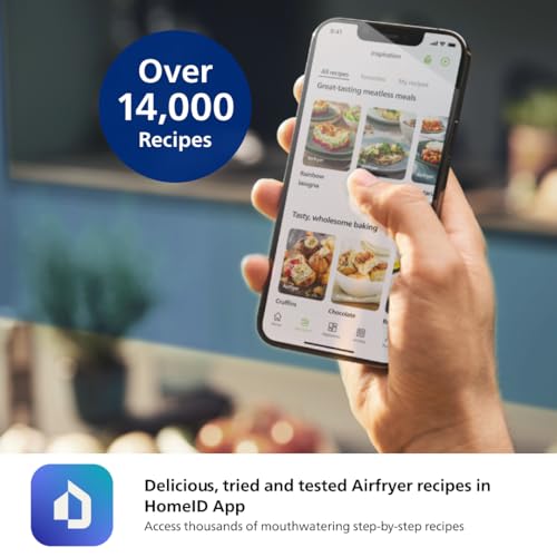 Philips 2000 Series Airfryer - 4.4 qt (4.2 l) Pan, 13 Cooking Functions, RapidAir Technology, Healthy Cooking with 90% Less Fat, Efficient & Fast (NA220/00) Philips Kitchen Appliances