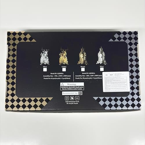 FUNPOLA LED 3D Puzzle Clock Building Model, 3D Acrylic Puzzle Tower Clock Building Model Desktop LED Ornament Clock Home Decor Elegant Gifts for Teens/Adults (LED-TC03 Arcylic) FUNPOLA