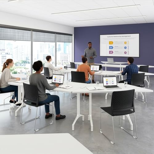 Bush Business Furniture 60-inch Trapezoid Modular Office Conference Table, Synergy Collection, White Bush Furniture