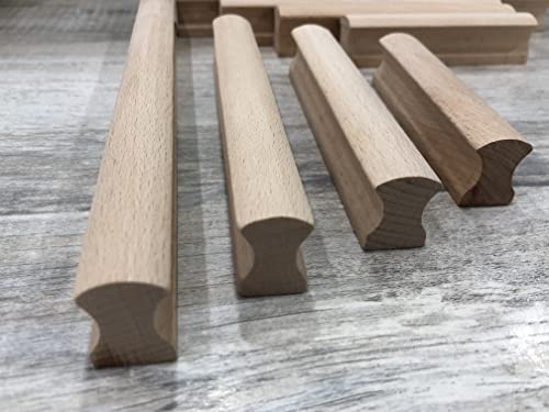Tsnamay 6Pcs Unfinished Beech Wood Solid Furniture Pulls Handles,Unfinished Unpainted Paintable Wooden Handles Cupboard Closet Drawer Handle Tsnamay