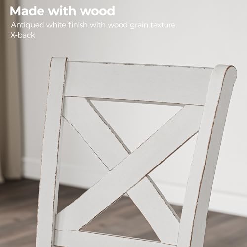 Signature Design by Ashley Robbinsdale Farmhouse Upholstered Barstool, Set of 2, X-Back, Nailhead Trim, Wood, 24.75" H, White & Light Gray Signature Design by Ashley