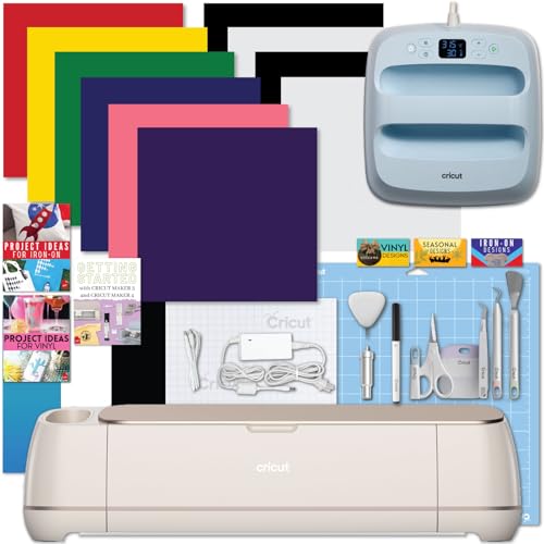Cricut Maker 4 + EasyPress SE Bundle for T-Shirts & DIY Apparel - Cutting Machine + Heat Press Kit with Vinyl, HTV & Tools for Beginners & Small Business Cricut