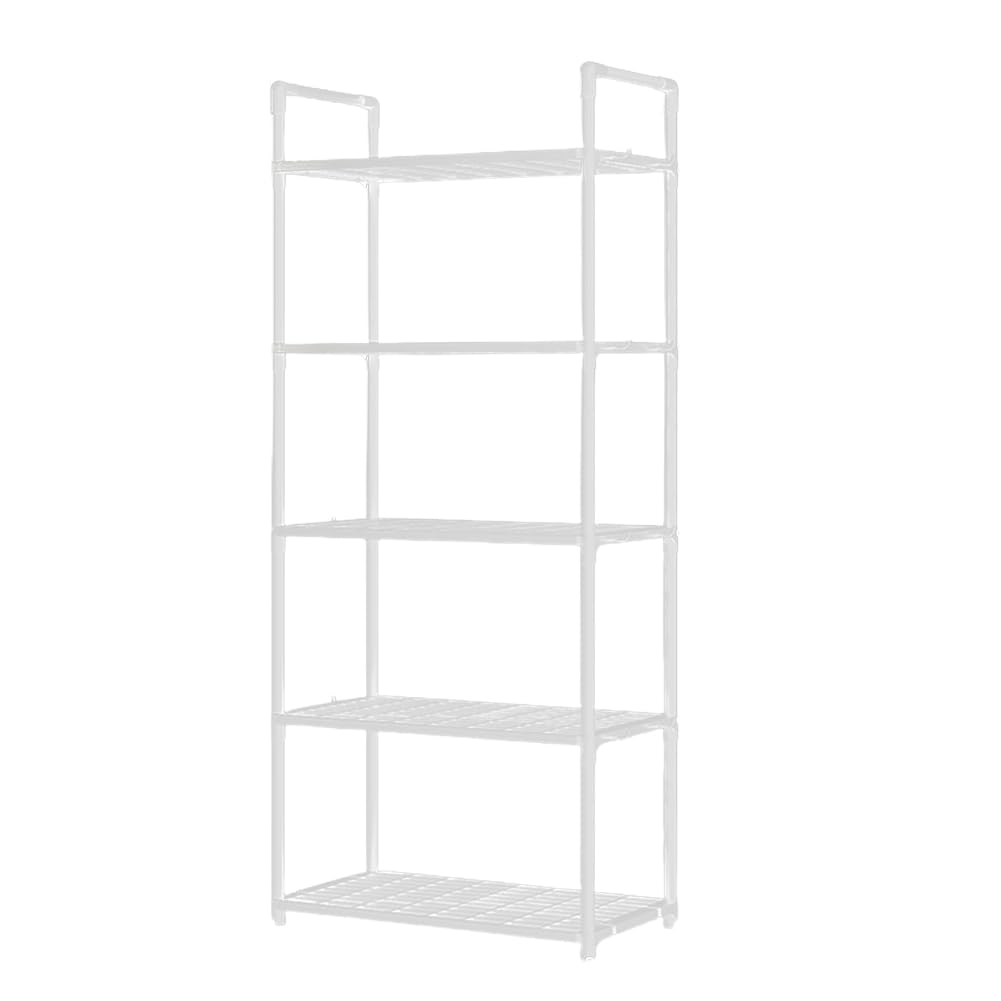 5 Tier Storage Shelves Adjustable Shelving Unit Heavy Duty Storage Rack 66 Lbs Capacity for Kitchen Pantry Closet Bathroom Laundry Garage White Generic