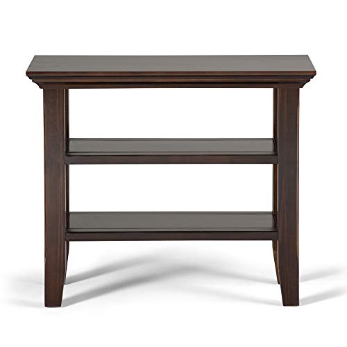 SIMPLIHOME Acadian SOLID WOOD 14 inch wide Rectangle Rustic Contemporary Narrow Side Table in Brunette Brown with Storage, 2 Shelves, for the Living Room and Bedroom SIMPLIHOME