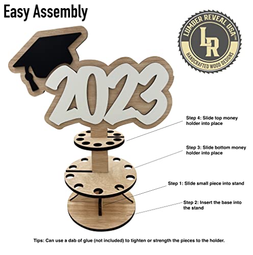 Lumber Reveal USA Personalized Money Holder for Cash Gift to Celebrate Graduation or Birthday | Customizable & Personalizable Wood Money Cake | 2024 Graduation Money Holder | Grad Personalized Lumber Reveal USA