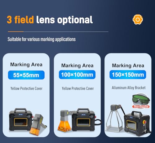 WTTTOOLS Handheld Fiber Laser Engraver 60W Laser Marking Machine MAX Portable Laser Marker Laser Engraving Machine with 150*150mm Lens Battery/AC Dual Power for Metal Non-Metal Material Class 1 0.39mW WTTTOOLS