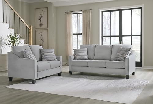 Signature Design by Ashley Adlai Casual Loveseat with 2 Toss Pillows, Light Gray Signature Design by Ashley