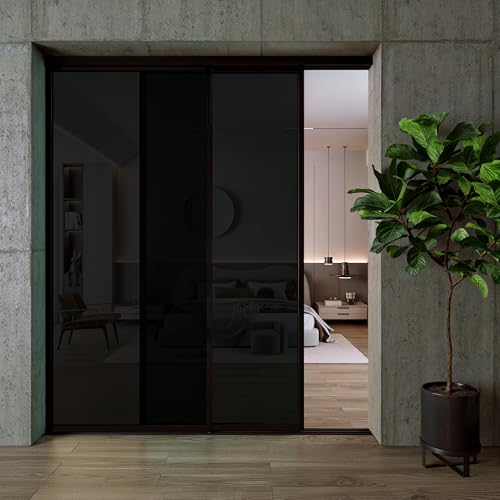 Doors55 Glass Room Divider and Sliding Glass Closet Doors - Smoked Frosted Partition Wall - Clear, Smoked and Frosted Glass Sliding Doors Options (Smoked Glass, 60x80) Doors55