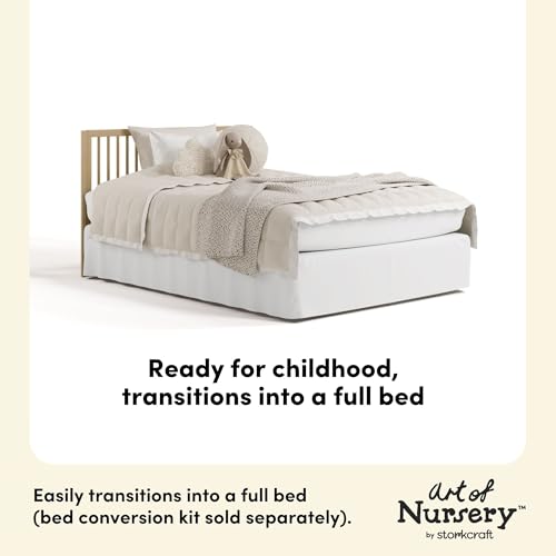 Storkcraft Casablanca Convertible Crib with Drawer and Toddler Guardrail (Driftwood) – GREENGUARD Gold Certified, Toddler Bed Conversion Kit Included, Fits Standard Crib Mattress, Crib with Storage