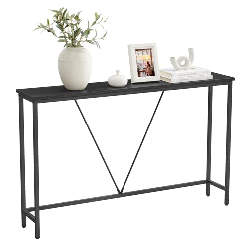 VASAGLE Console Sofa Table, Narrow Entryway Table, for Living Room, Bedroom, Easy Assembly, Charcoal Gray and Ink Black ULNT020B04 VASAGLE