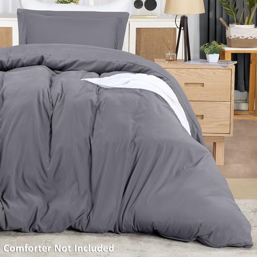 Utopia Bedding Duvet Cover Twin Size - 2 Piece with Zipper Closure - 1 Comforter Cover 68X90 Inches & 1 Pillow Sham 20X26 Inches (Grey) Comforter Not Included Utopia Bedding