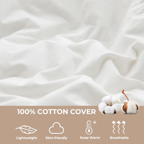 ROSE FEATHER Toddler/Travel/Crib Goose Down Comforter Duvet/Blanket Multifunctional,100% Organic Cotton & Washable Unisex Kids,All Season,White 47x60 ROSE FEATHER