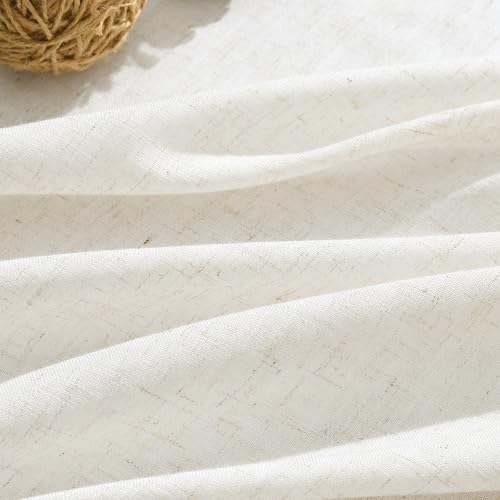 SPWIY Linen Extra Wide Curtain 100 Inch for Patio Silding Glass Doors 1 Panel Natural Semi Sheer Light Flitering Curtains Back Tab Farmhouse Boho Room Divider Drapes for Living Room Cream W100xL84 SPWIY