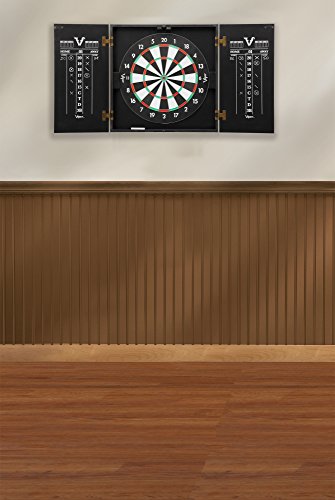 Viper Hideaway Cabinet & Steel-Tip Dartboard Ready-to-Play Bundle, Reversible Standard and Baseball Game Options with Two Sets of Steel-Tip Darts and Chalk Scoreboards, Black Matte Finish Viper