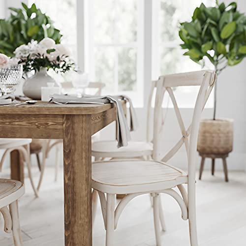 Merrick Lane Rustic Brown Solid Wood Dining Table, Kitchen Table with Square Legs, Farmhouse Dining Table, 38" x 60", Seats 6, Rustic Finish for Indoor or Outdoor Use Merrick Lane