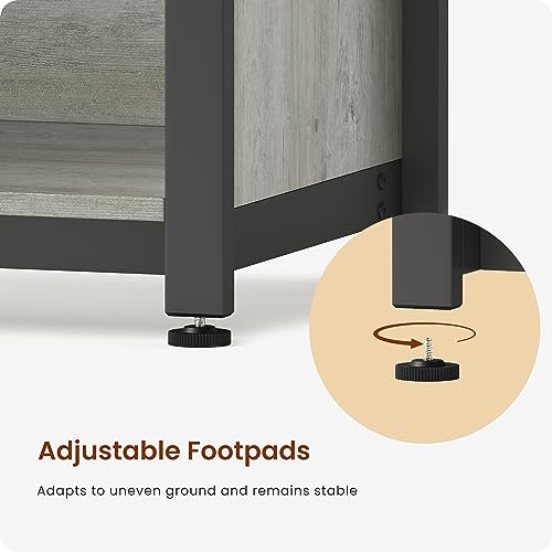 Tatub 40-50 Gallon Fish Tank Stand with Cabinet, Metal Aquarium Stand for Accessories Storage, Reptile Tank Turtle Terrariums Table Bearable 1000LBS, Accommodates 2 Aquariums, Grey Tatub