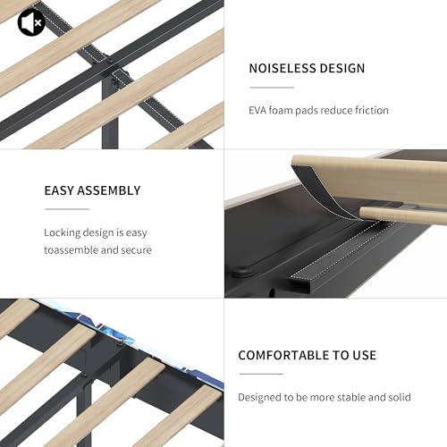 bzbbzc Queen Size Floating Bed Frame with LED Lights & USB Charging Ports, Upholstered Platform Bed with Storage Headboard & Hidden Shelves, Modern Floating Design for Bedroom or Guest Room, Beige bzbbzc