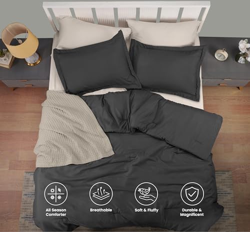 Queen Comforter Set 3 Piece Grey by Utopia Bedding, Comforters Queen Size, Bedding Comforters Sets, Down Alternative Soft Bed Set, 1 Comforter (88 x 88 inches) 2 Pillow Shams (20 x 26 inches) Utopia Bedding