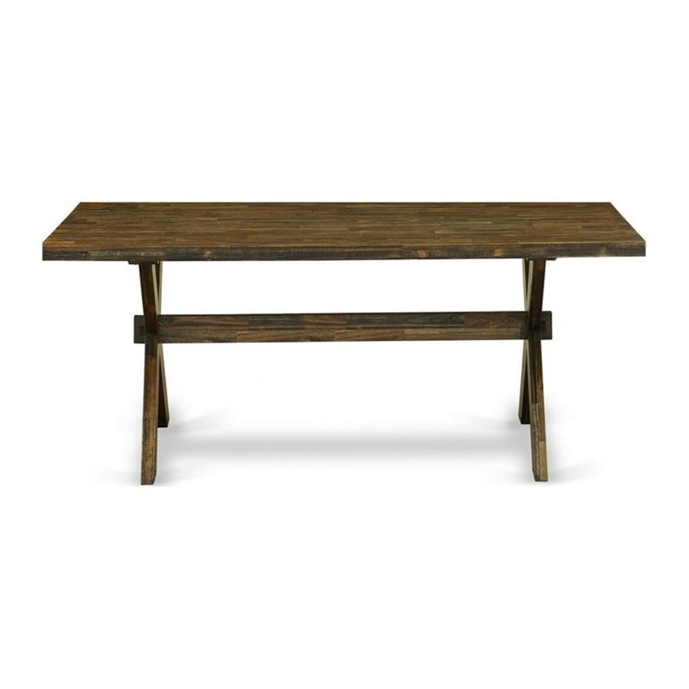 East West Furniture X777MZ716-9 9 Piece Dining Room Set Includes a Rectangle Dining Table with X-Legs and 8 Dark Khaki Linen Fabric Upholstered Chairs, 40x72 Inch, Multi-Color East West Furniture