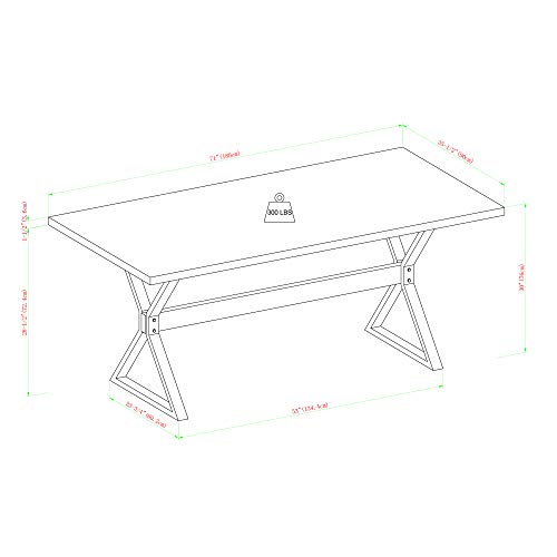 Walker Edison Harrold Modern Farmhouse X Leg Dining Table, 72 Inch, Rustic Oak Walker Edison
