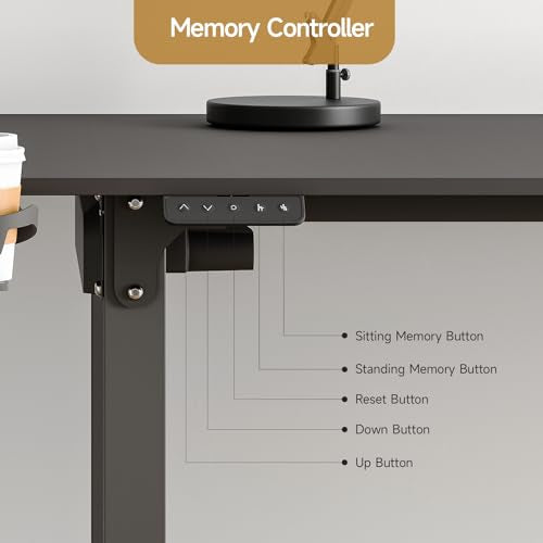 ONBRILL L Shaped Standing Desk, 63x43 Inches Electric L Stand Up Desk with 4 Legs, Dual Motor and Memory Controller, Adjustable Height from 28-46 Inches for Home and Computer Workstation, Black ONBRILL