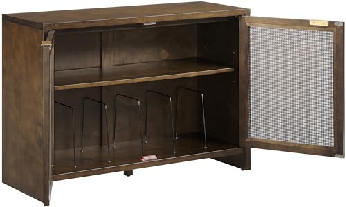 Crosley Furniture Kenji Media Console, Record Player Stand with Vinyl Storage, Modern Home Organizer, Dark Brown Crosley Furniture