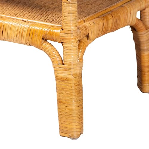 Bali & pari Savitri Modern Bohemian Natural Rattan 2-Tier Console Table bali & pari