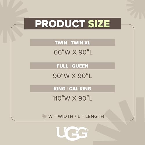 UGG Adalee Faux Fur Twin Blanket, Fluffy Blanket for Bed, Cozy Oversized Throw for Couch, Washable Twin XL Bedding, Luxury Home Decor, 66" x 90", Seal Grey UGG