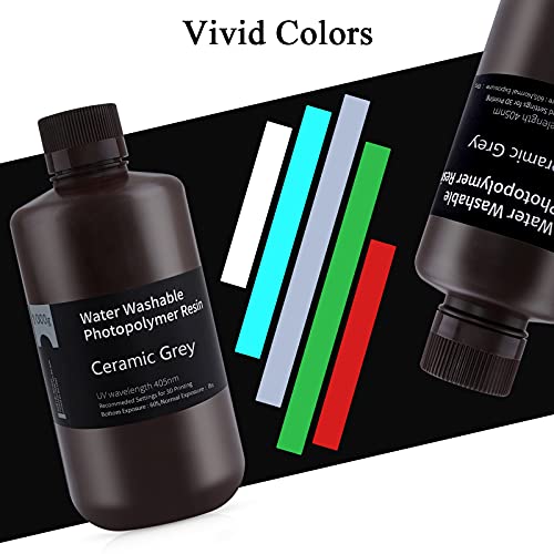 ELEGOO Water Washable 3D Printer Resin, Rapid Resin 405nm LCD UV-Curing Standard Photopolymer Resin for LCD 3D Printer Grey 1000G ELEGOO