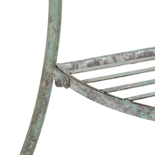 SAFAVIEH Outdoor Collection Genson Antique Dark Green Wrought Iron Half Moon Console Table SAFAVIEH