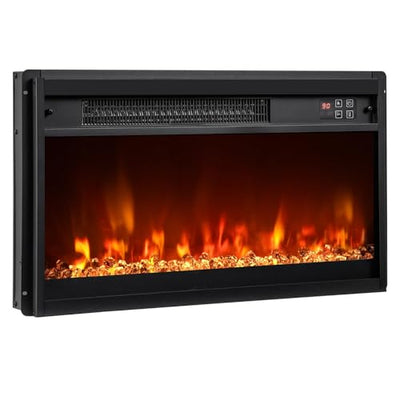 COSTWAY 23 Inch Recessed Fireplace Heater, Electric Fireplace Insert w/Multi-Color Flame & Crystal Ember Bed, Remote Control, 9H Timer, Built-in Thermostat & Overheat Protection, 1500W