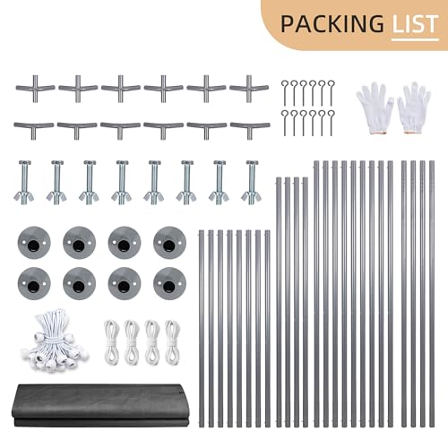 JY QAQA Carport, 12x20 FT Heavy Duty Carport with Roll-Up Window and Sandbags, Portable Garage with Removable Side Walls and Doors, Car Canopy with All-Season Tarp for Cars, Trucks, Boats, Grey JY QAQA PET