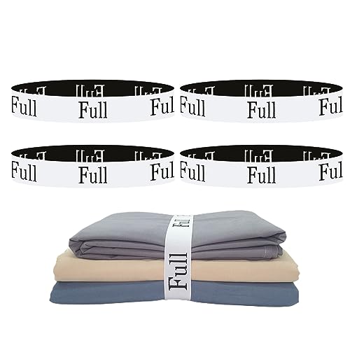 Yermivie 4 Pieces Bed Sheet Organizer Bands, Sheet Organizers and Storage Label Bands, Sheet Label for Bedding, Sheets Organizer for Closet,Sheet Keepers Linen Labels Bedding Bands (4Pcs Full) Yermivie