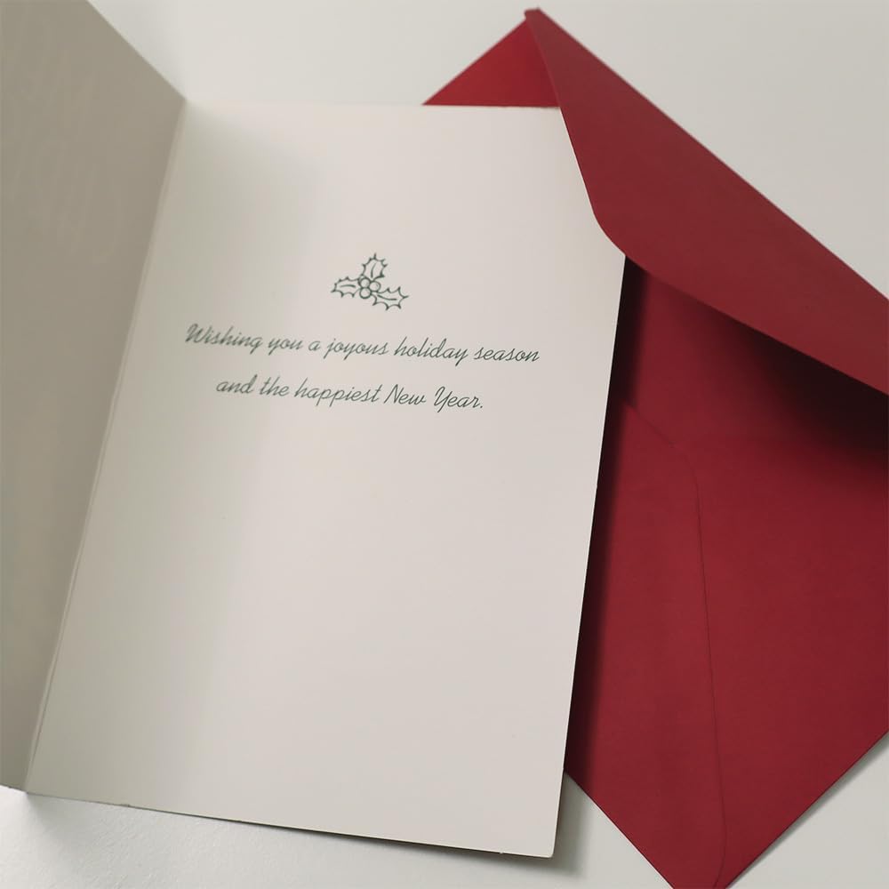 GEEORY Boxed Christmas Tree Cards,4" x 6",Red and Gold Snowflake Holiday Greeting Cards (24 Cards with Envelopes) GEEORY