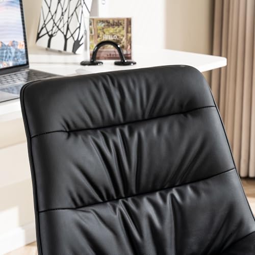 Rowill Faux Leather Office Chair, Ergonomic Armless Desk Chair with Waterproof Cushion & Slient Wheels & SGS-Certified Class 3 Gas Lift, Ideal for Home Office, Study and Vanity(Black) Rowill
