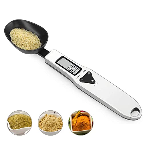 3T6B Kitchen Digital Measuring Spoon Food Scale Digital Multi-Function Small Digital Spoon Scale, Weight from 0.1 Grams to 500 Grams Support Unit g/oz/gn/ct (with 2 AAA Batteries)-LCD Display