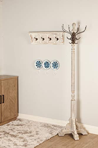 Deco 79 Wood Vintage Style 12 Hook Coat Rack, 19" x 19" x 74", Gray Deco 79