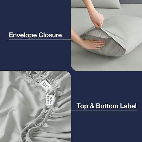 Casual Living Twin Sheets Set 3 Piece Cooling Sheets with 1 Pillowcase Soft Microfiber Hypoallergenic Washable Bed Set Deep Pocket Lightweight Bedding Elasticized for Dorm or Bunk, Twin, Sage Green CASUAL LIVING
