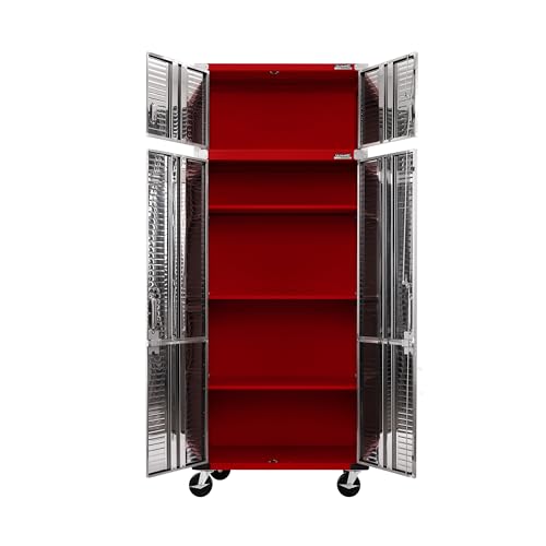 Seville Classics UltraHD 2-Piece Heavy Duty Mega Solid Steel Metal 2-Door Lockable Stacker Wall Storage Cabinet Set Organizer for Garage, Office, Seville Classics