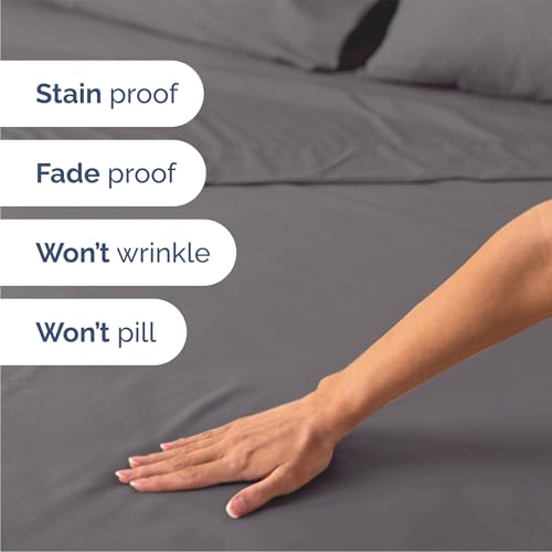 Queen Size 4 Piece Sheet Set - Comfy Breathable & Cooling Bed Sheets Set - Hotel Luxury Bedding for Women, Men, Kids, Teens, Boys & Girls - Deep Pockets, Soft and Wrinkle Free - Oeko-Tex - Dark Grey CGK Unlimited