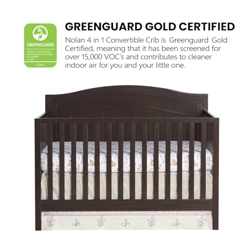 Oxford Baby Nolan 4-in-1 Convertible Baby Crib, Espresso Brown, GreenGuard Gold Certified Oxford Baby