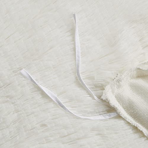 Intelligent Design Malea Shaggy Duvet with Quilted Box Design, Long Faux Fur Comforter Cover Cozy Bedding Set, Matching Shams, (Insert Not Included) Full/Queen, Ivory 3 Piece, 90x90 Intelligent Design