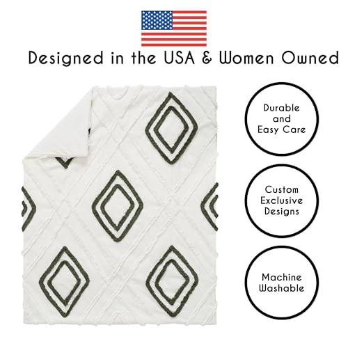 Sweet Jojo Designs 4-Piece Baby Crib Bedding Set (Boho Chic) for Boys or Girls, Infants/Nursery incl. Cotton Blanket, Fitted Sheet, Skirt, Diaper Stacker (Sage Green, Gender Neutral, Unisex Farmhouse) Sweet Jojo Designs