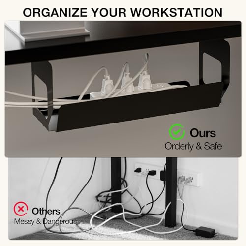 Muvai 59 Inch L Shaped Standing Desk Adjustable Height with Cable Management Tray,Gaming Electric Corner Standing Desk, Sit Stand Computer Table with Reversiable Splice Board, Black Muvai
