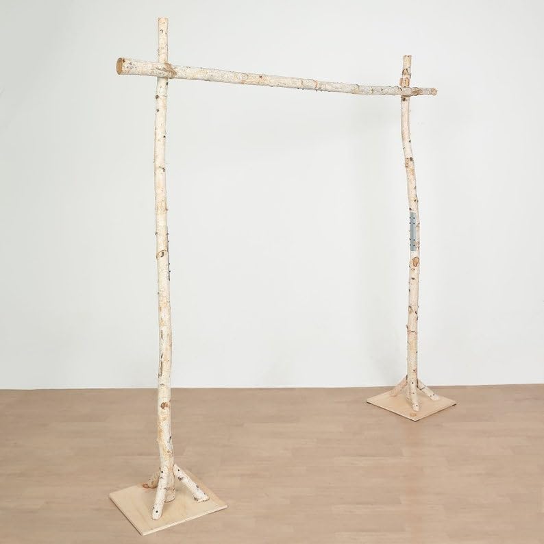 LANAZU 7.4ft Natural Birch Wood Wedding Arch, Square Backdrop Stand, Photography Stand, Rustic Wedding Arbor Decor, Wedding Backdrop, Ceremony Arch LANAZU