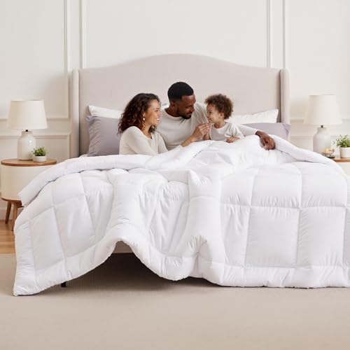 Bedsure Comforter Duvet Insert - Quilted Comforters Oversized King Size, All Season Duvet, GentleSoft Down Alternative Bedding, with 8 Tabs, Gifts for Women/Men, White, Oversized King 116 x 98 Inches Bedsure