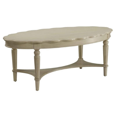 Acme Fordon Oval Coffee Table in Antique White