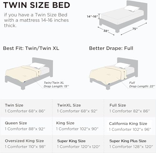 Cozynight Soft Twin Size Comforter Duvet Insert-Lightweight Down Alternative Comforter with Corner Tabs-Breathable Machine Washable Diamond Stitching (White,68"x86") Cozynight