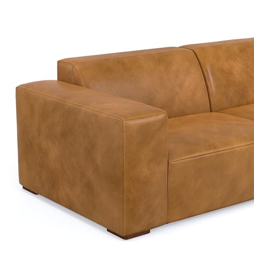 SIMPLIHOME Rex 3-Seater Modular Sofa in Full-Grain Genuine Leather, Sienna, 122-inches Wide, Handcrafted Modern-Style Leather Couch for Living Room and Family Room SIMPLIHOME
